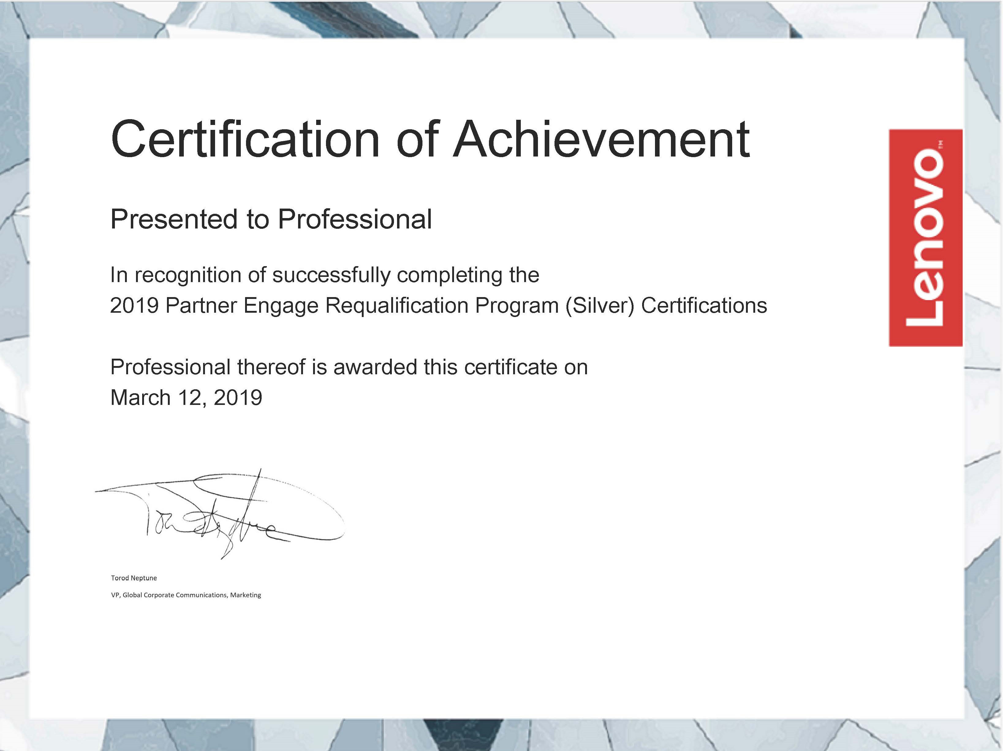 Lenovo Certificate